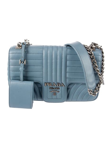 prada shoulder diagramme blue|PRADA Soft Calfskin Impunture Diagramme Medium Chain Flap .